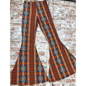 Lucky & Blessed Western Aztec Multicolor Print Mega-Flare GIRLS XL (MEASUREMENT)
